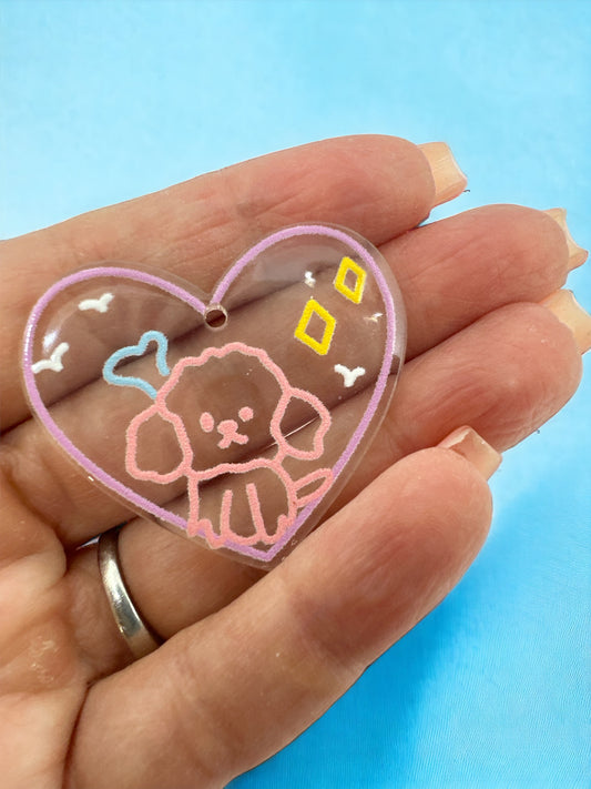 Acrylic Charms for DIY |Puppy Heart Theme | 6 pieces