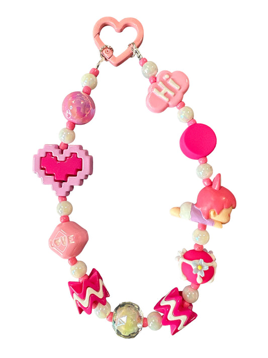 Phone/Handbag Bead Charm Pinkie Heart