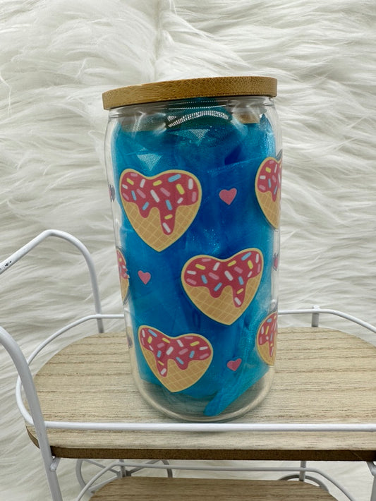 Candy Waffle Hearts Glass Can Beverage Cup