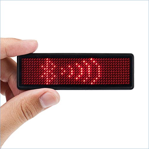 Coolbird Red LED Name Tag, Rechargeable Wireless Bluetooth LED Name Badge Reuseable Price Tag 44x11 Pixels Digital Sign Temperature Display for Restaurant Shop Exhibition Nightclub Hotel
