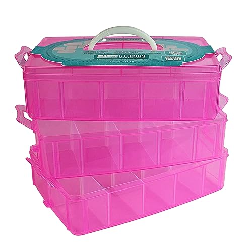 Bins & Things Stackable Storage Container with 30 Adjustable Compartments - Craft Storage/Craft Organizers and Storage - Bead Organizer Box/Art Supply Organizer - Lego Storage & Barbie Organizer