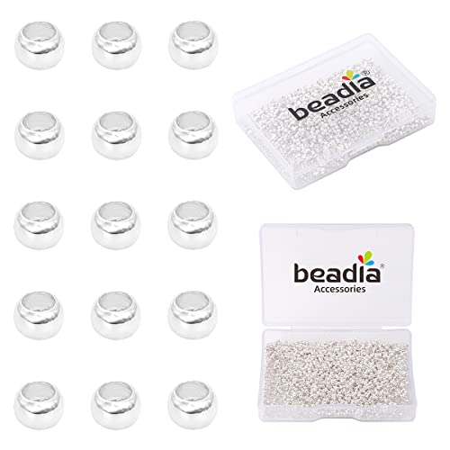 BEADIA Silver Plated Crimp Beads Non Tarnish 2.5mm 600pcs for Jewelry Making Findings
