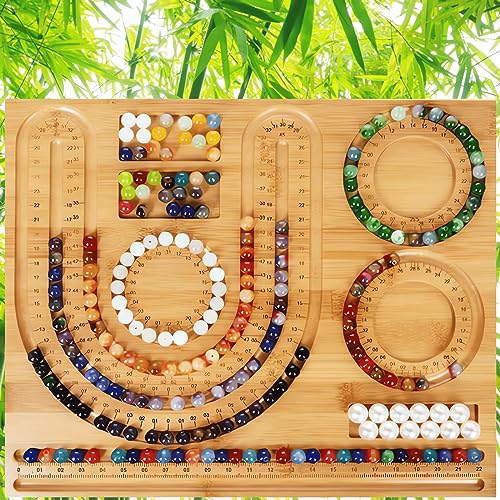 ZOENN Bead Boards for Jewelry Making - Bamboo Bead Design Board, Beading Tray, Rosary Bracelet and Necklace Making Tools(13.7 x 11.2 in)