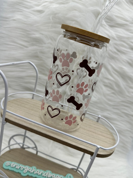 Pet Paws Love Glass Can Beverage Cup