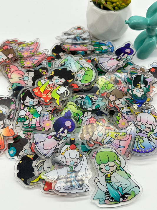 Mystery bag of Acrylic Charms for DIY, Make Keychains, Decorate Paperclips, Bubble Girl Theme Random 8 Pieces
