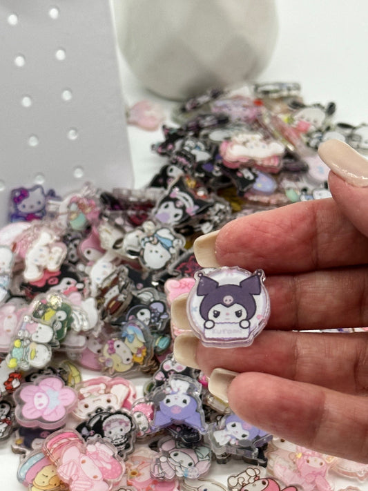 Mystery bag of Acrylic Charms for DIY, Make Keychains, Decorate paperclips, Kawaii theme Random no pick 20 pieces
