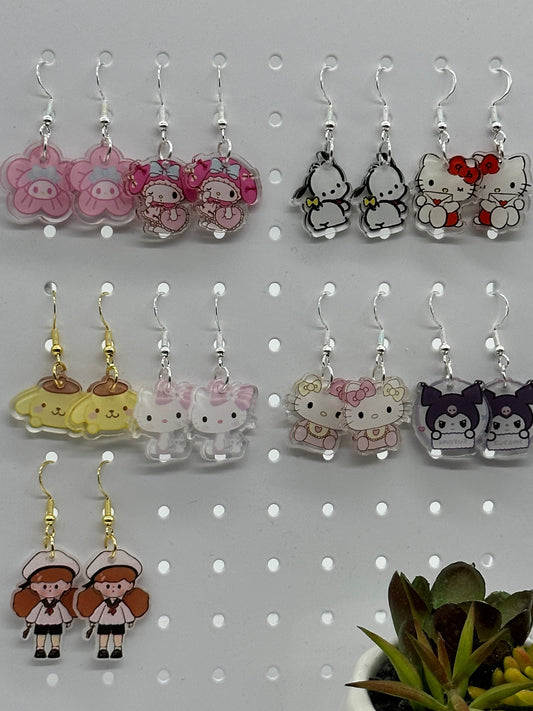 Kawaii Character Earrings, Little Girl Earrings, Cute Dangle Earrings, Gift for Daughter