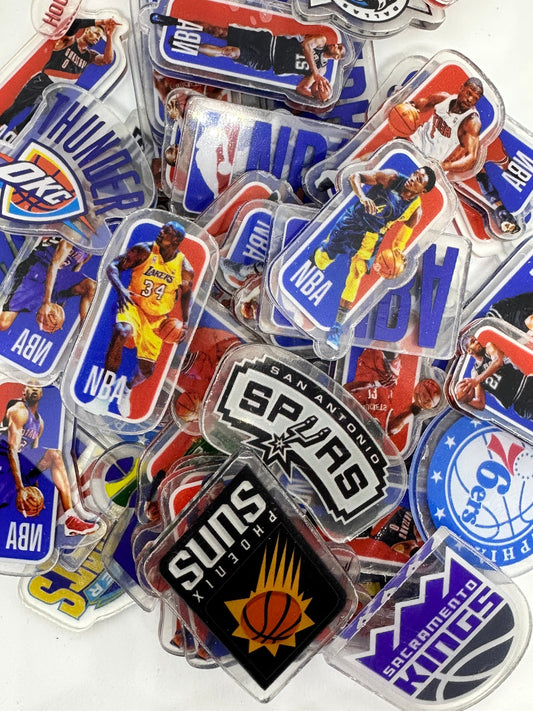 Mystery bag of Acrylic Charms for DIY, Make Keychains, Decorate paperclips, Basketball NBASports teams theme Random no pick 10 pieces