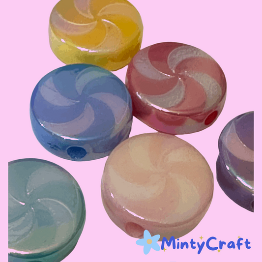 Peppermint Shape Acrylic Beads