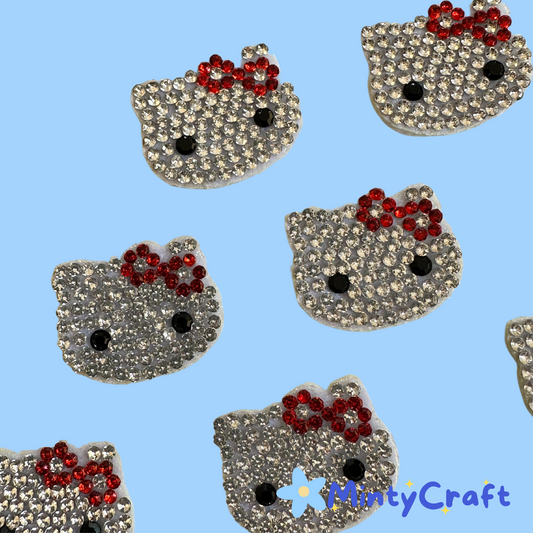 Rhinestone Cat Head Felt Charms