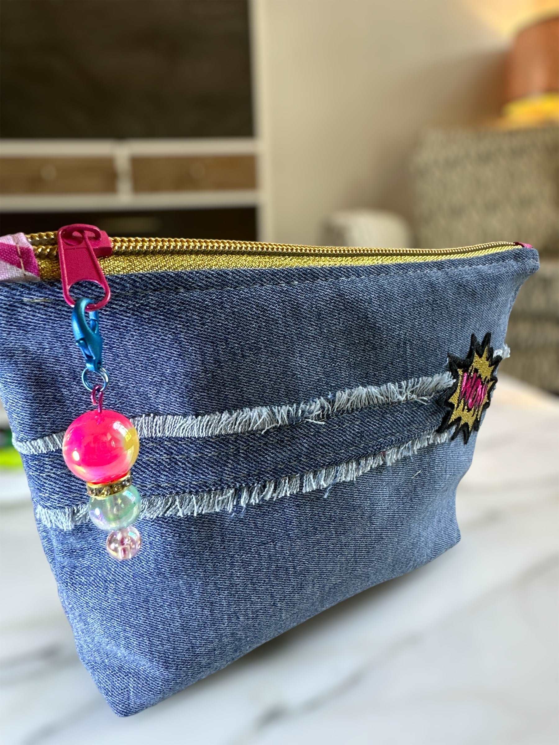 Denim zipper pouch