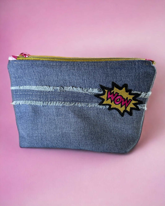 Denim zipper pouch