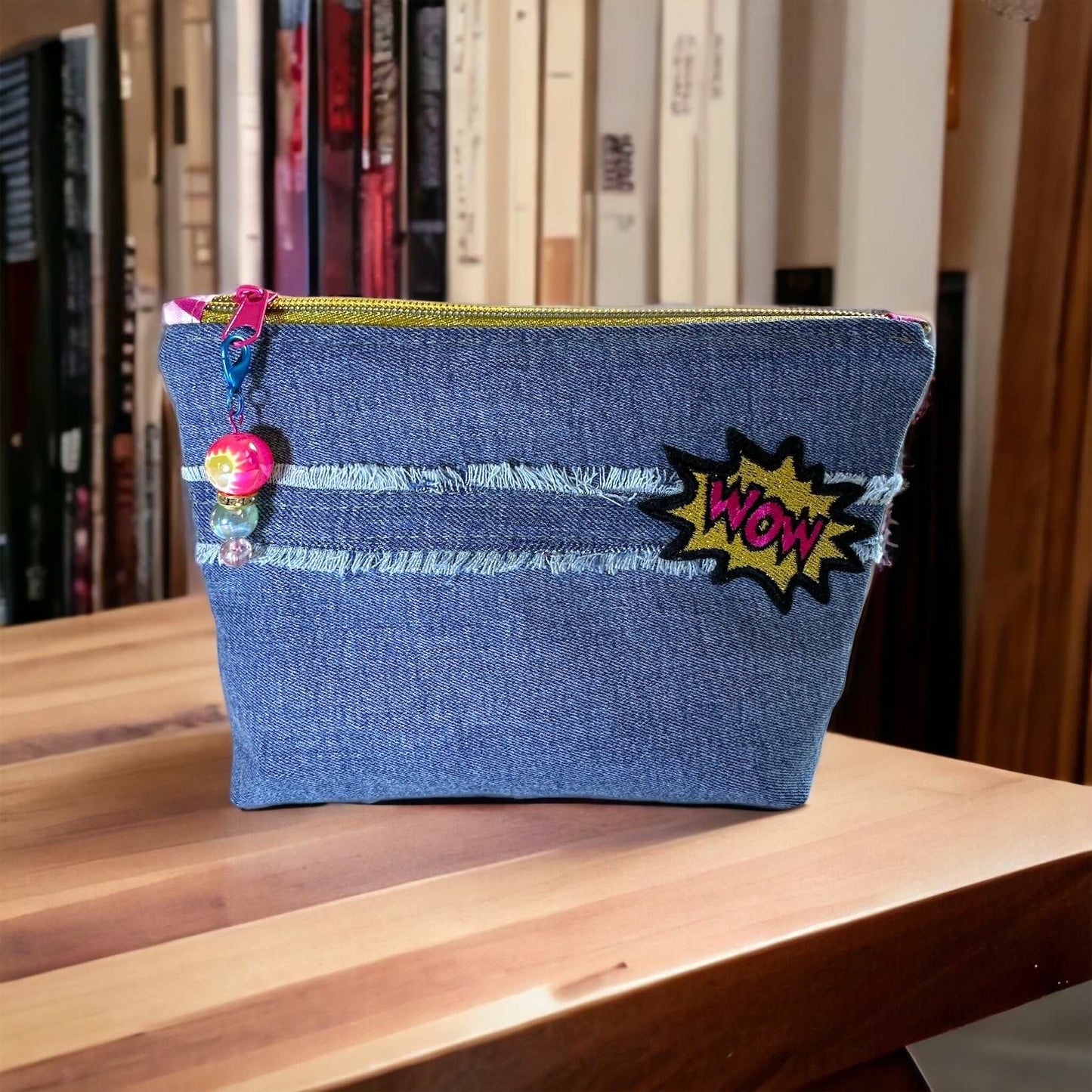 Denim zipper pouch