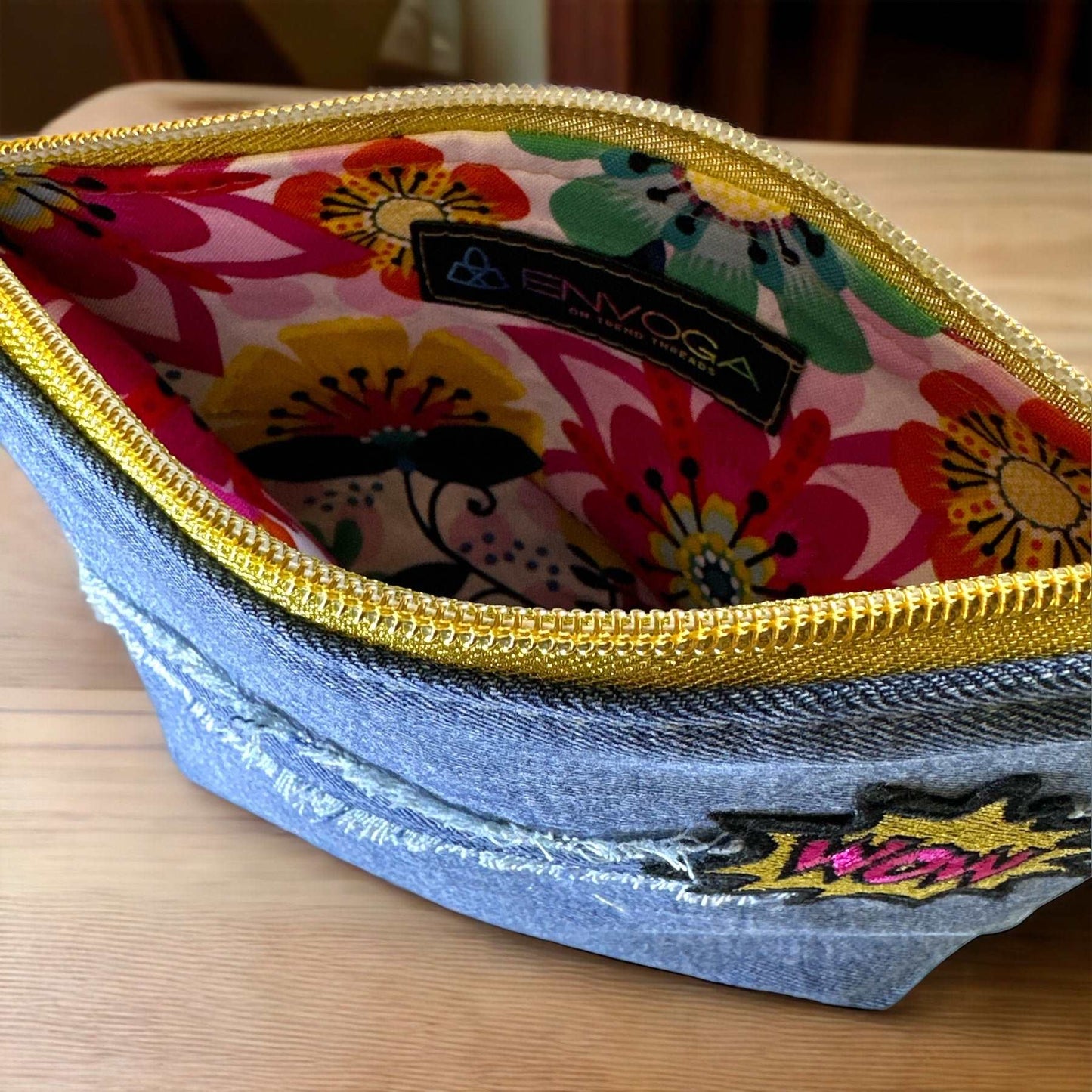 Denim zipper pouch