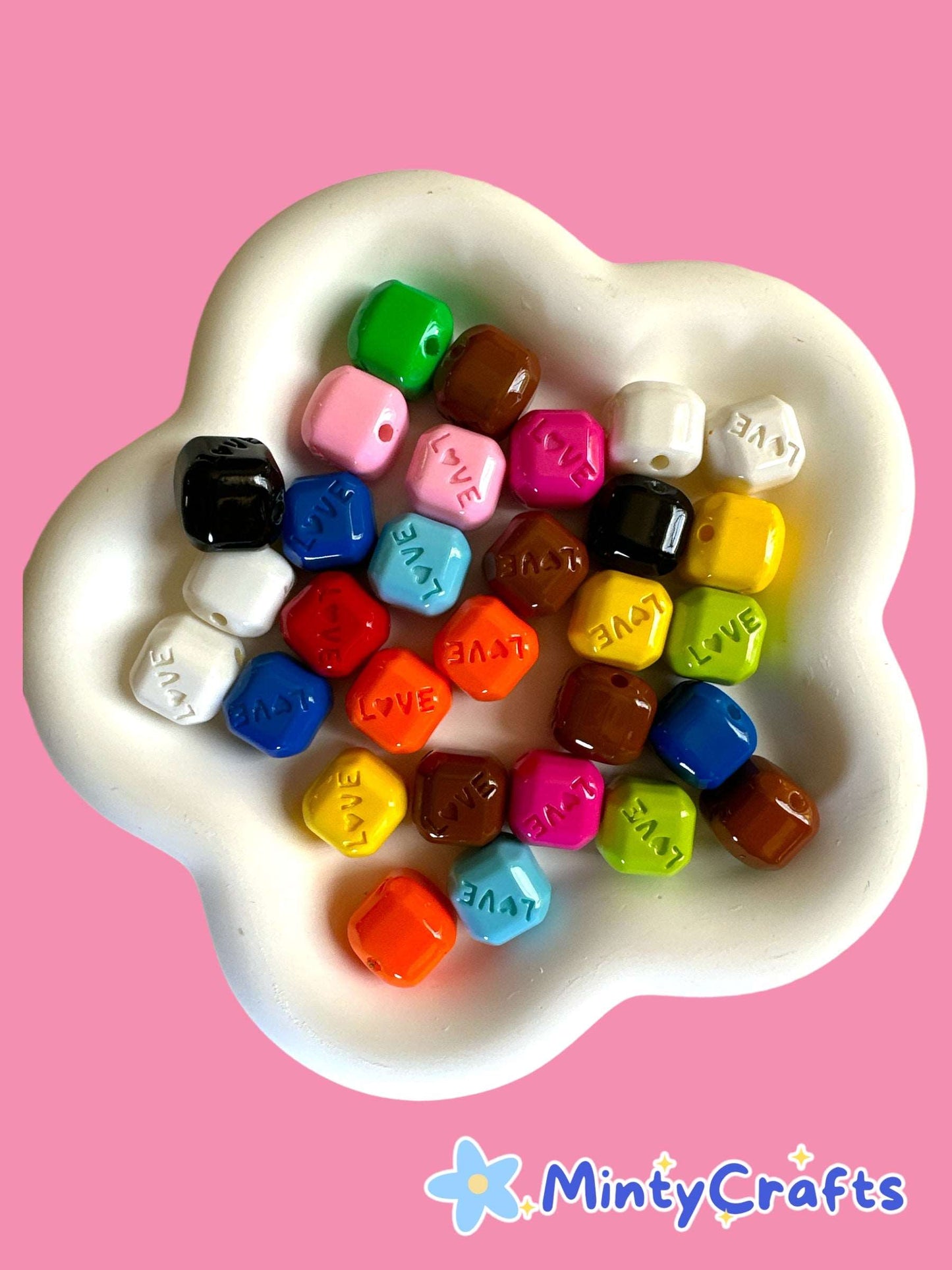 Love Colorful Bead Acrylic Charms for DIY, Make Keychains,Earrings