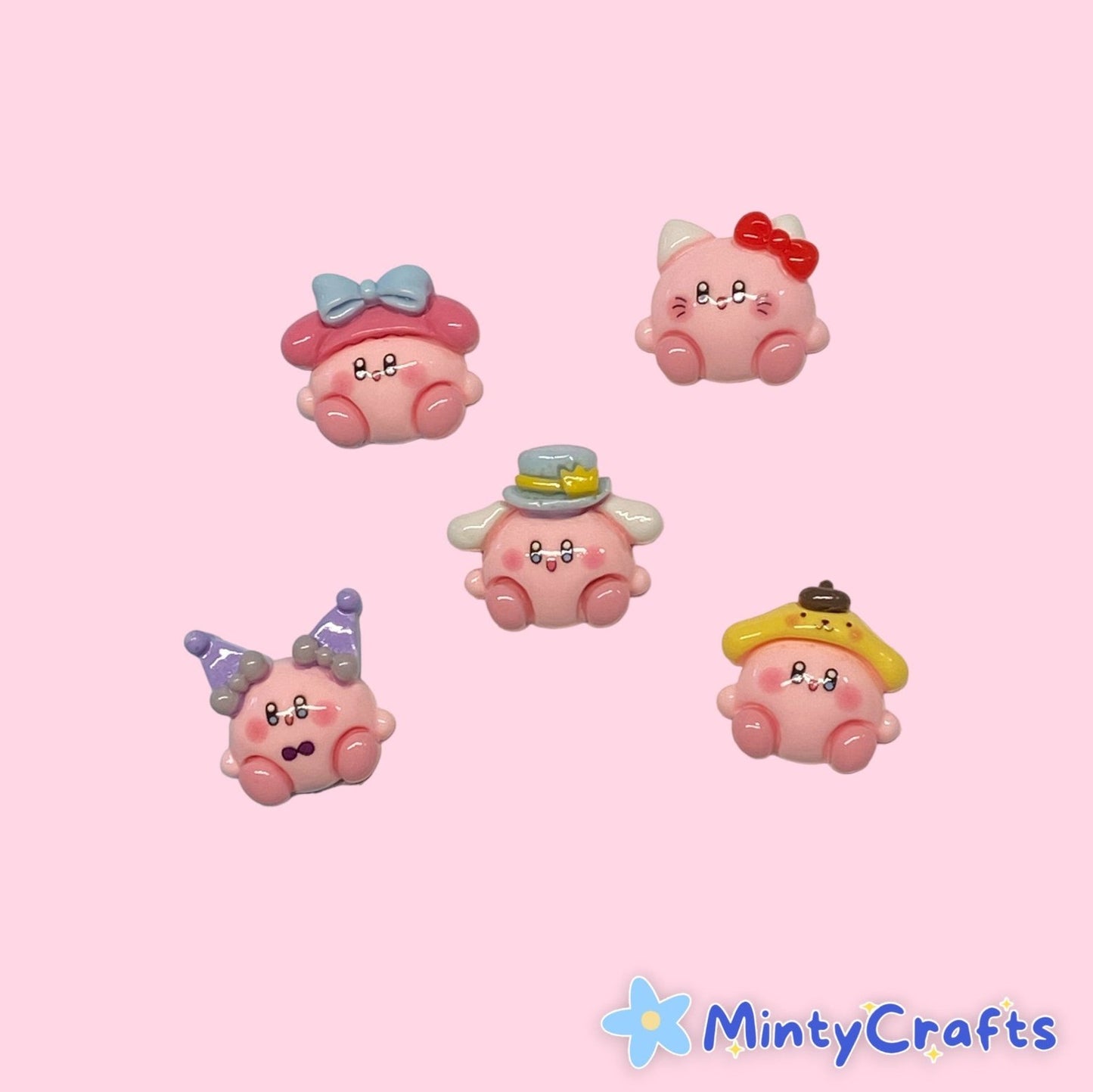 Pink Puff dressed Up Charms 5pcs