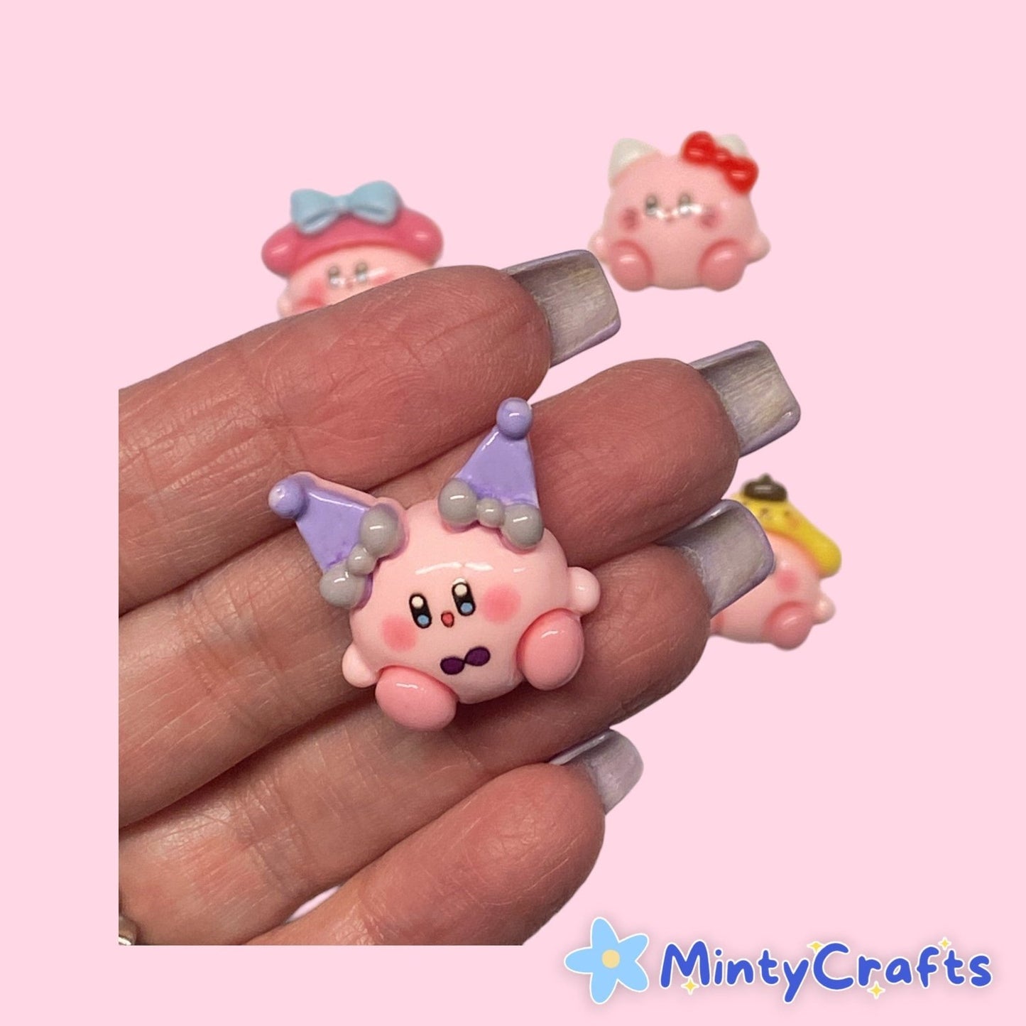 Pink Puff dressed Up Charms 5pcs