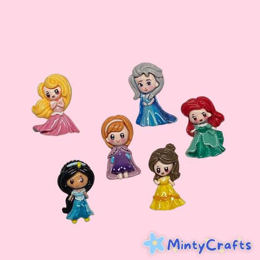 Little Girl Princess Charms Mix 6 Pcs