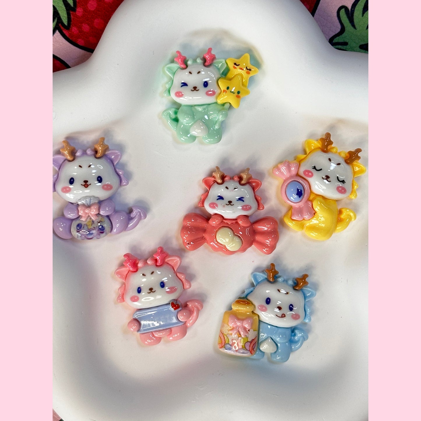 Baby Dragon Flat Back Charms 6 Pcs