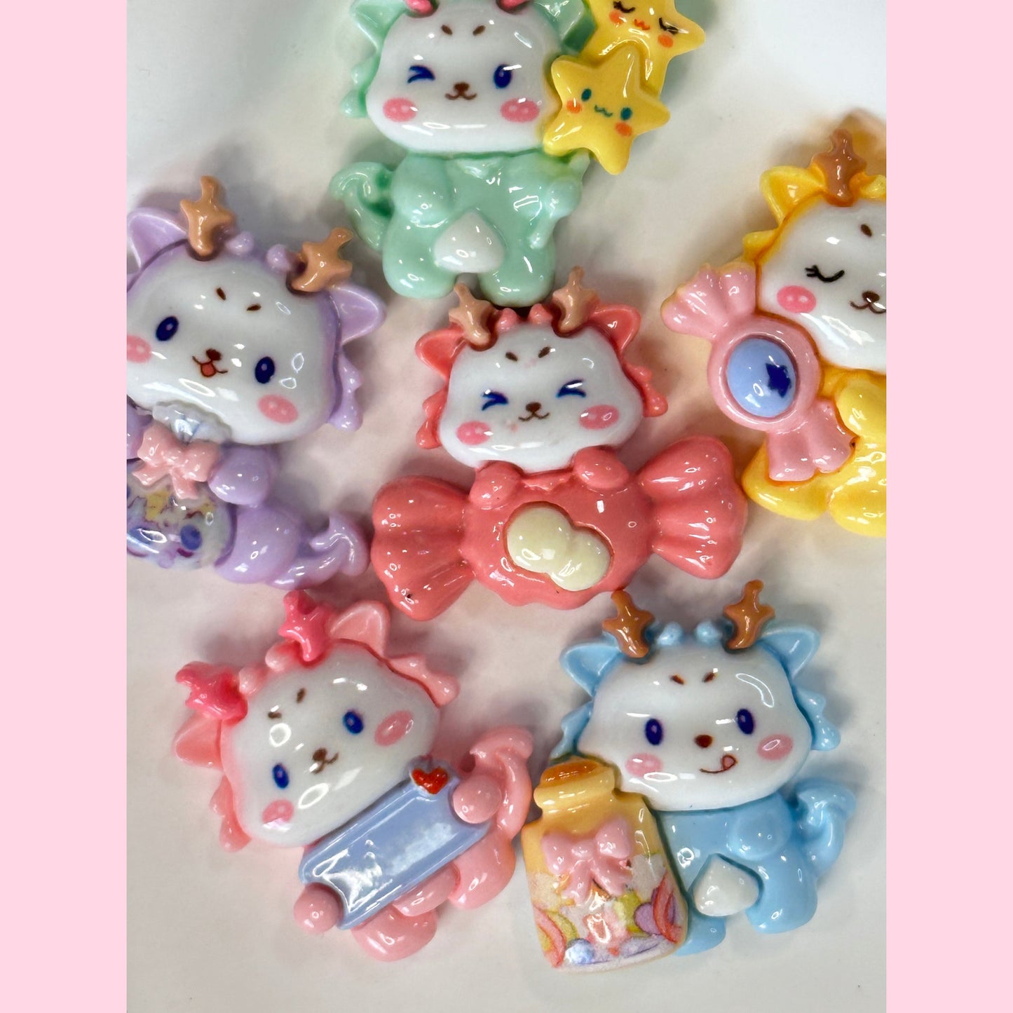 Baby Dragon Flat Back Charms 6 Pcs