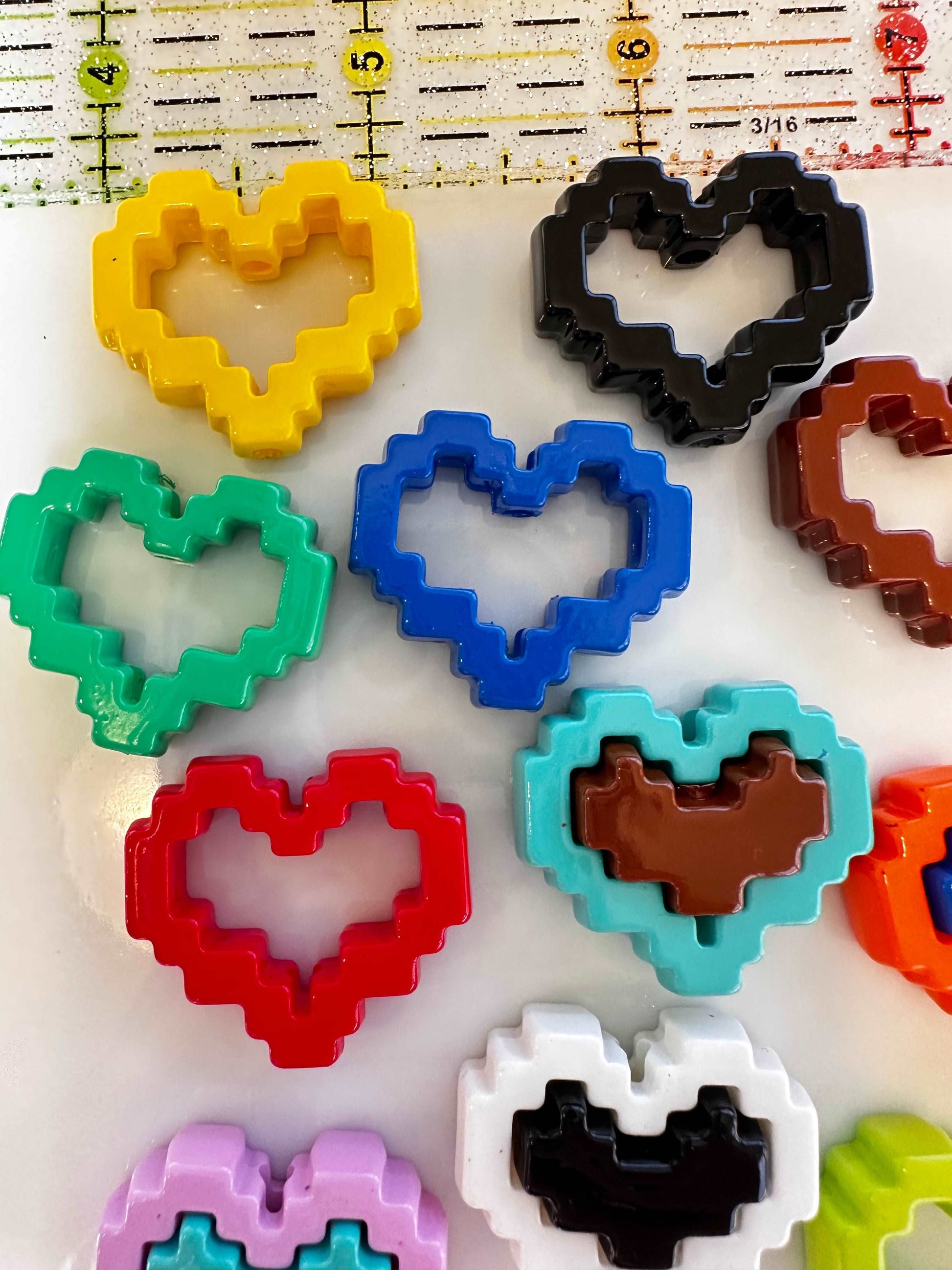 Heart Bead Frames and Centers Acrylic Charms for DIY, Make Keychains, Decorate paperclips, keychains, earrings
