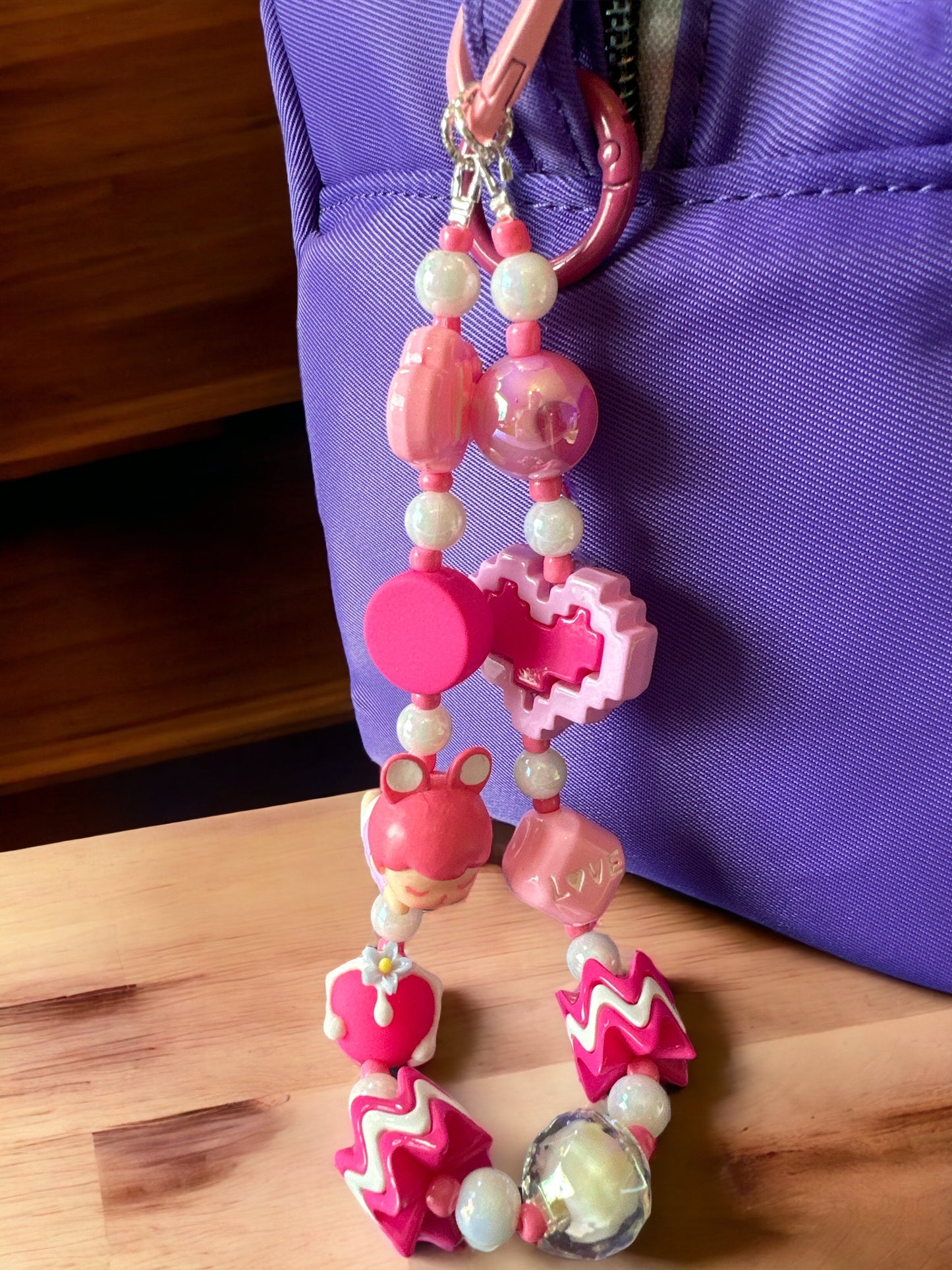 Phone/Handbag Bead Charm Pinkie Heart