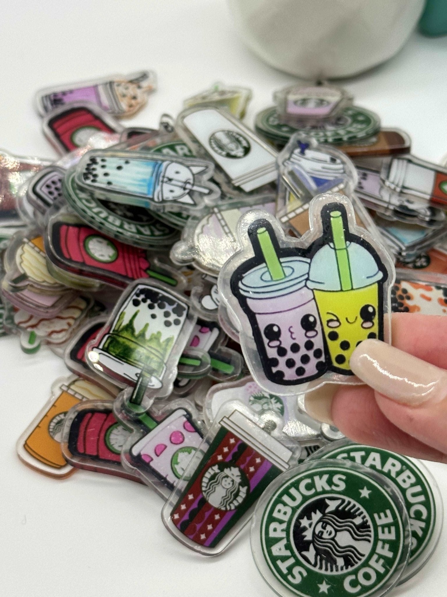 Acrylic Charms for DIY | Boba Tea Coffee Theme | 10 pieces - Envoga HandbagsFlatback Charms