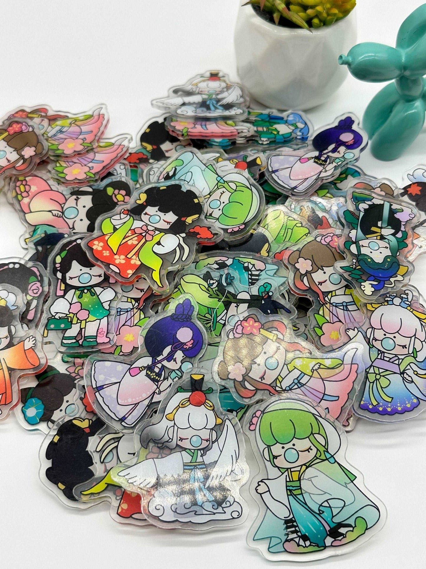 Acrylic Charms for DIY | Bubble Girl Theme | 8 pieces - Envoga HandbagsFlatback Charms