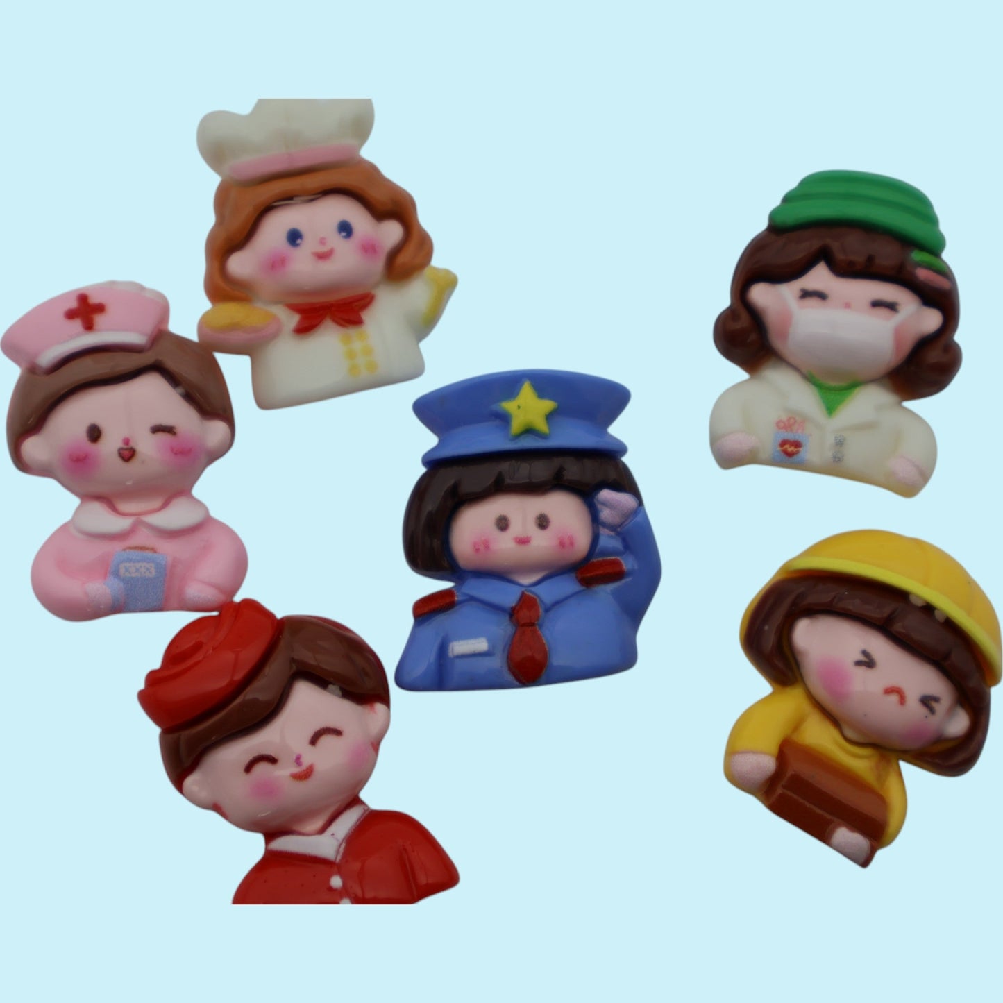 Girl Resin Charms Nurse, Police, Builder, Chef, Flight Attendant| 6 pieces - Envoga Handbags