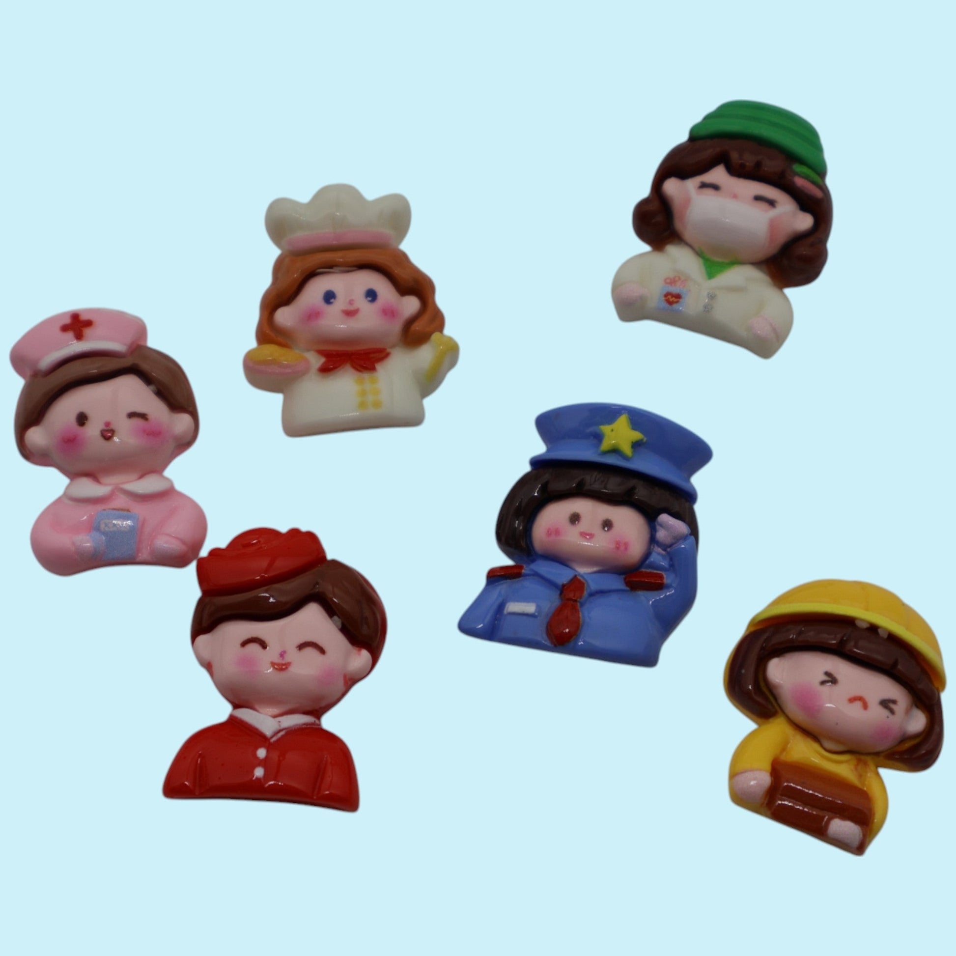 Girl Resin Charms Nurse, Police, Builder, Chef, Flight Attendant| 6 pieces - Envoga Handbags