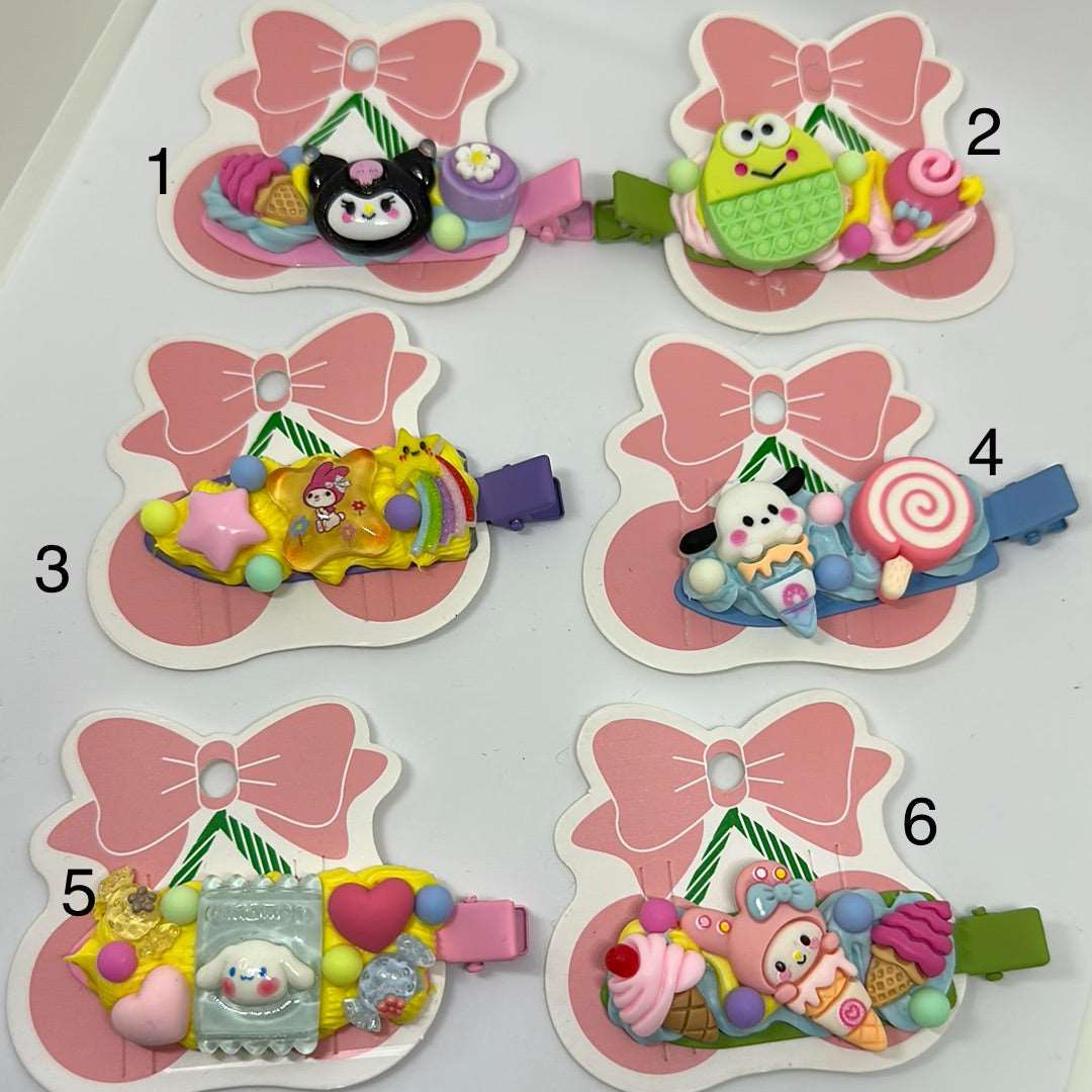 Hair clips, Kawaii style, cream glue, accessories, one - of - a - kind - Envoga Handbags