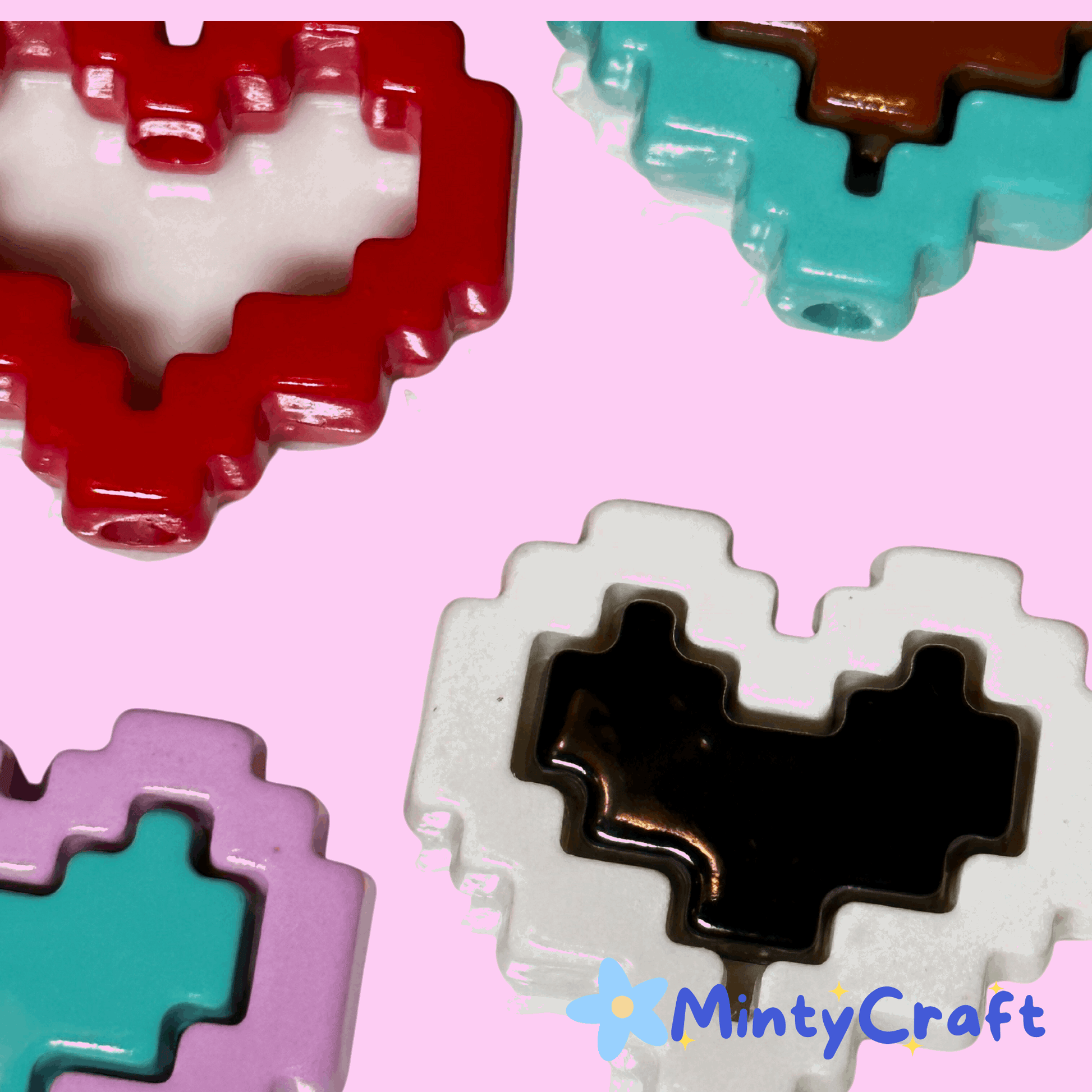 Heart Bead Frames and Centers Acrylic Charms for DIY, Make Keychains, Decorate paperclips, keychains, earrings, MIntyCrafts