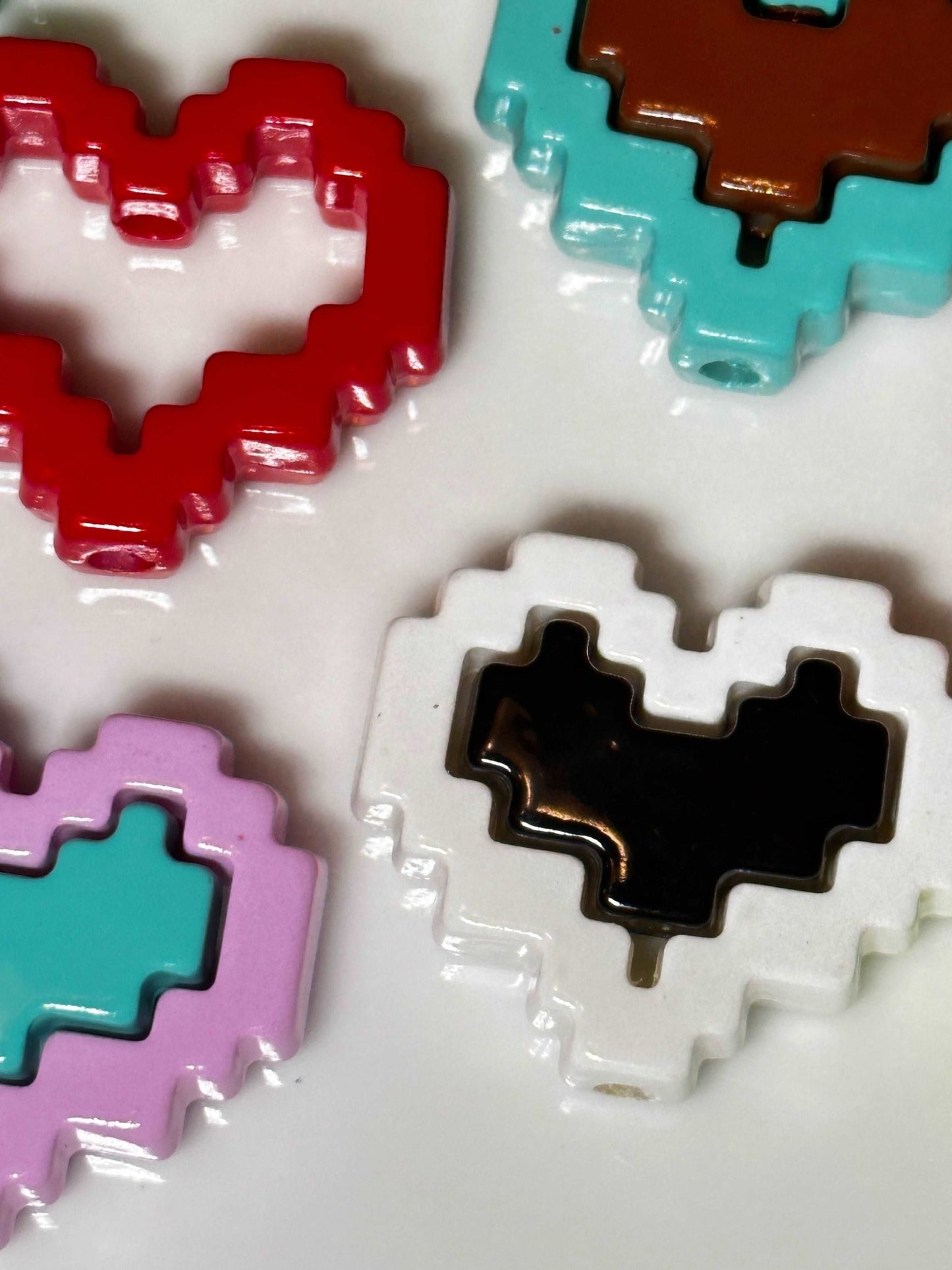 Heart Bead Frames and Centers Acrylic Charms for DIY, Make Keychains, Decorate paperclips, keychains, earrings, MIntyCrafts