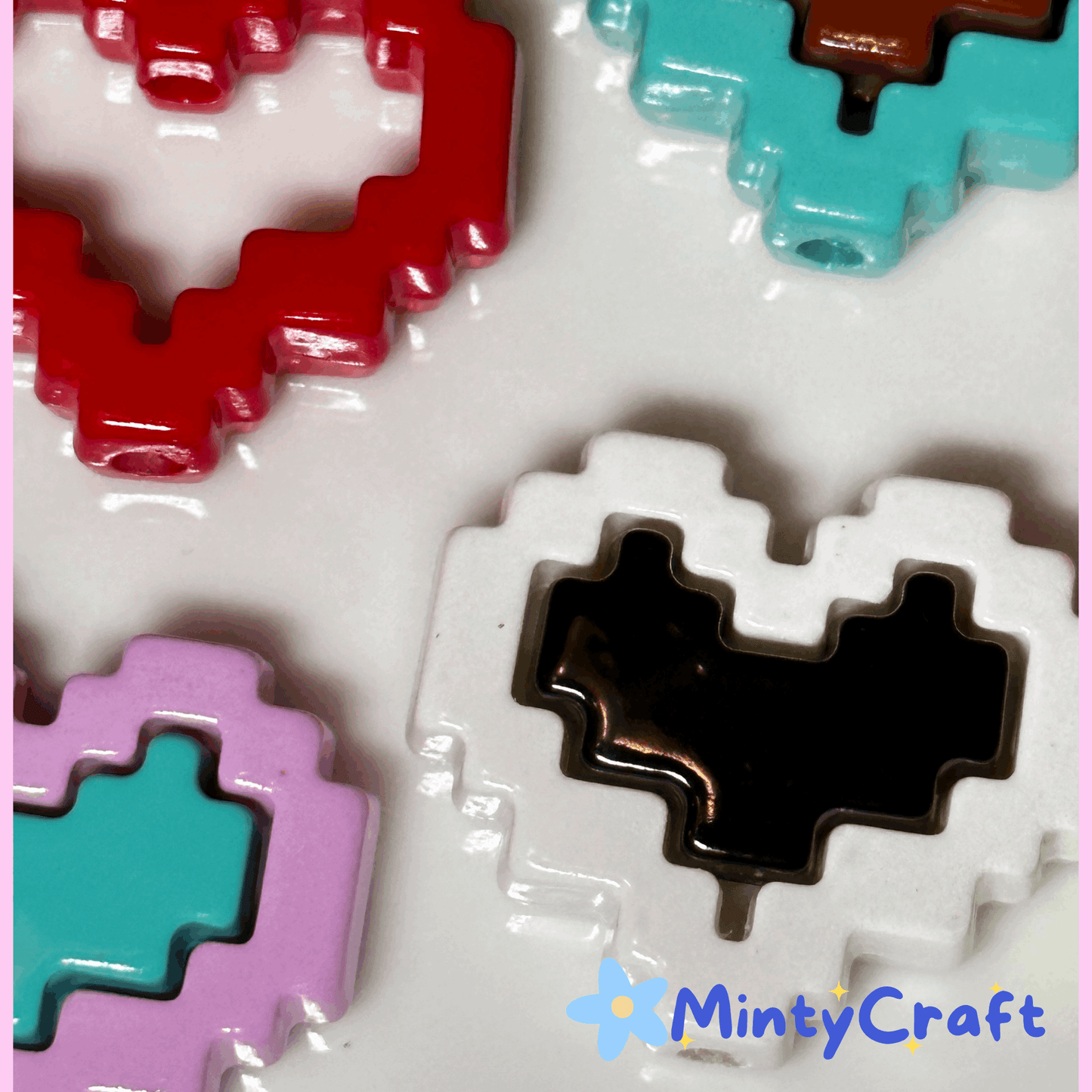 Heart Bead Frames and Centers Acrylic Charms for DIY, Make Keychains, Decorate paperclips, keychains, earrings, MIntyCrafts