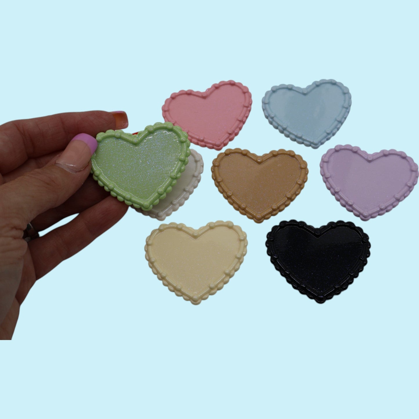 Heart Shaped Resin Plate for DIY Crafts| 10 Pieces - Envoga HandbagsFlatback Charms