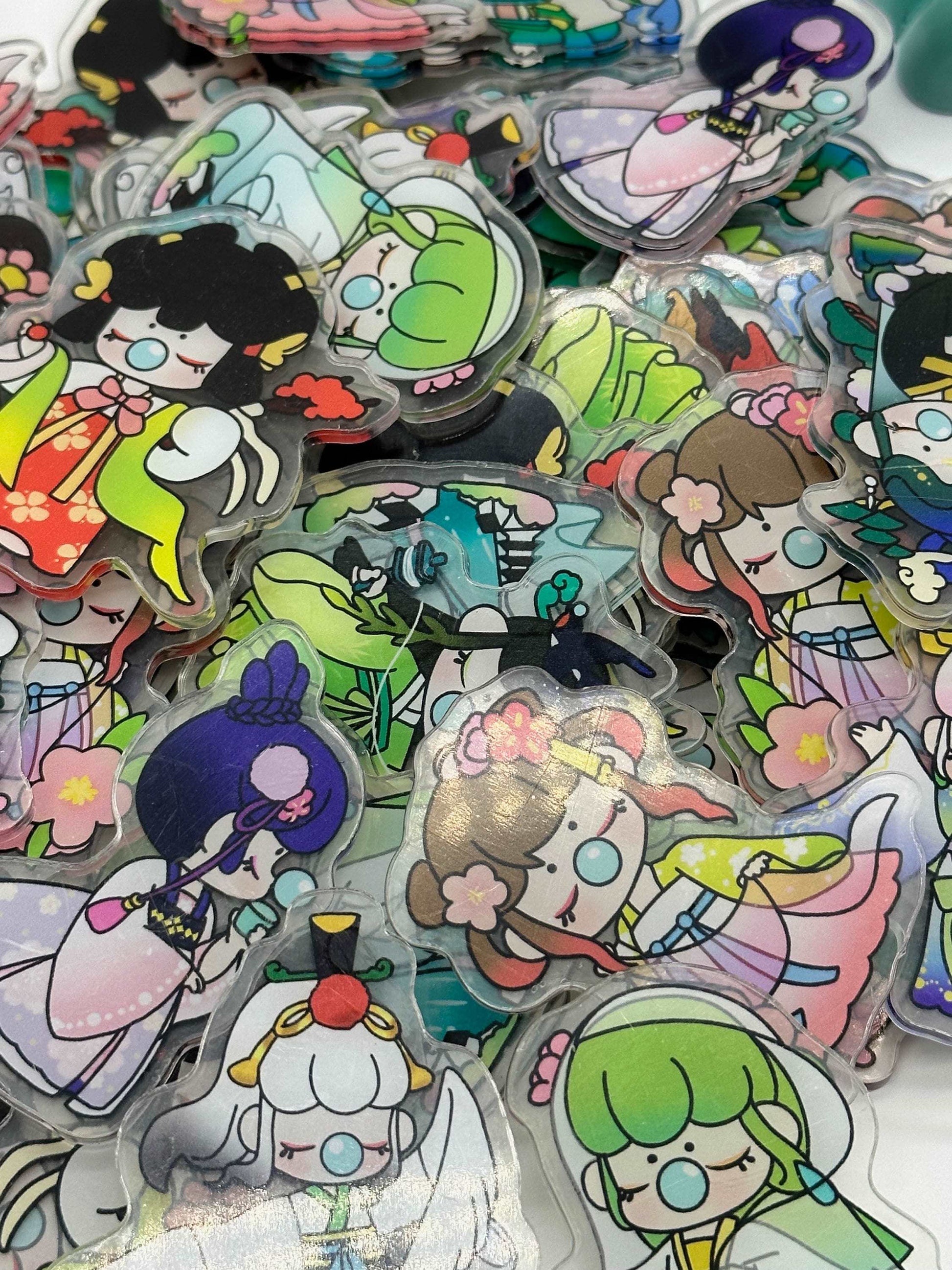 Mystery bag of Acrylic Charms for DIY, Make Keychains, Decorate Paperclips, Bubble Girl Theme Random 8 Pieces