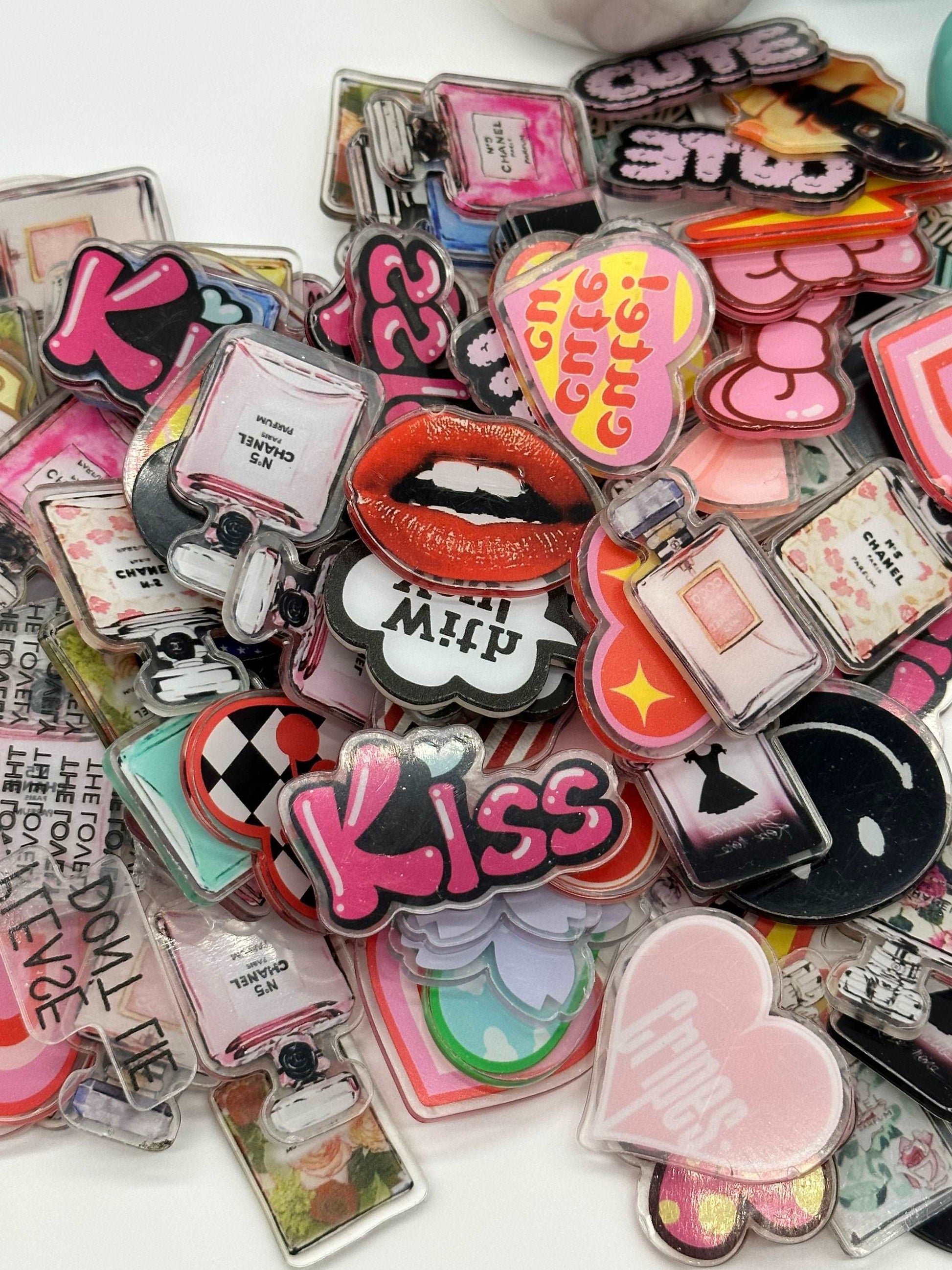 Mystery bag of Acrylic Charms for DIY, Make Keychains, Decorate paperclips, Insta Fashion theme Random no pick 10 pieces