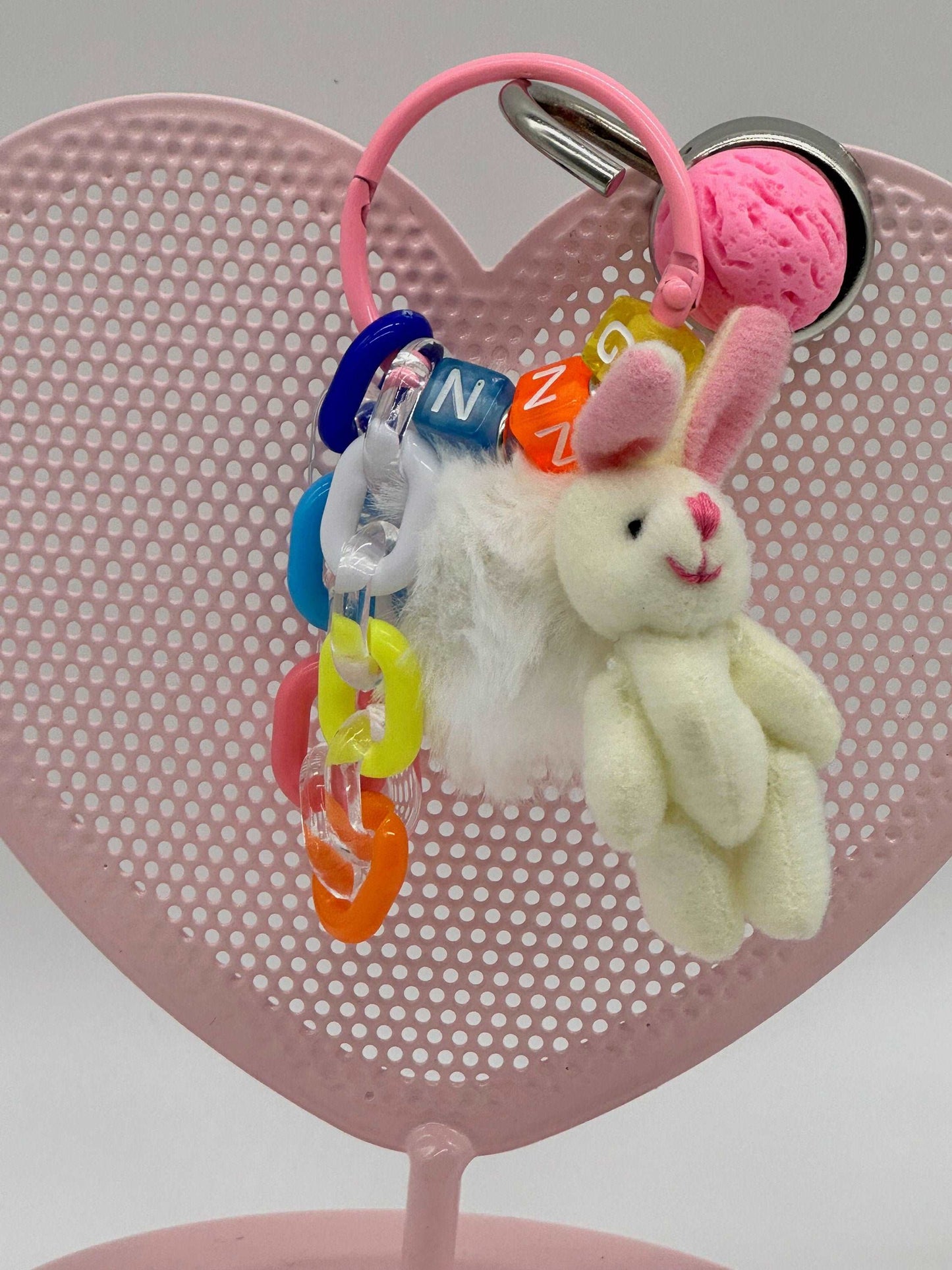 Beaded keychain, gifts for daughter, gift for a girlfriend, purse, charm, phone, charm, bunny keychain