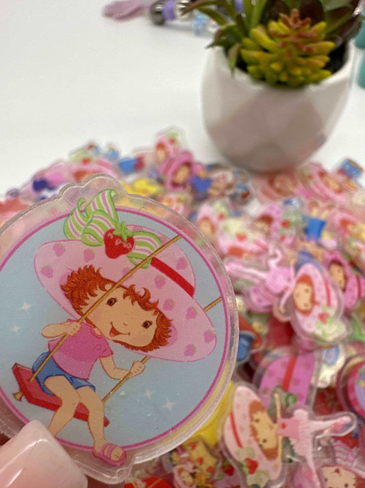 Mystery bag of Acrylic Charms for DIY, Make Keychains, Decorate paperclips, Strawberry Girl theme Random no pick 10 pieces