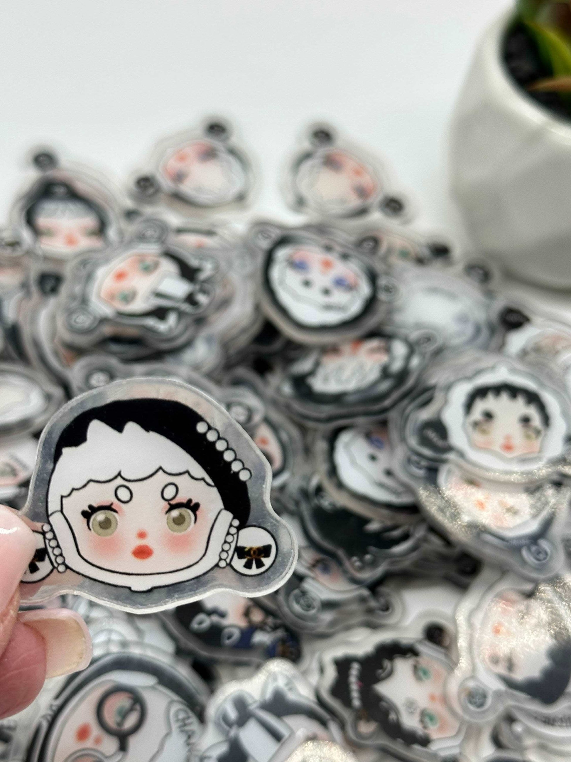 Mystery bag of Acrylic Charms for DIY, Make Keychains, Decorate paperclips, Skullpanda Girl theme Random no pick 10 pieces