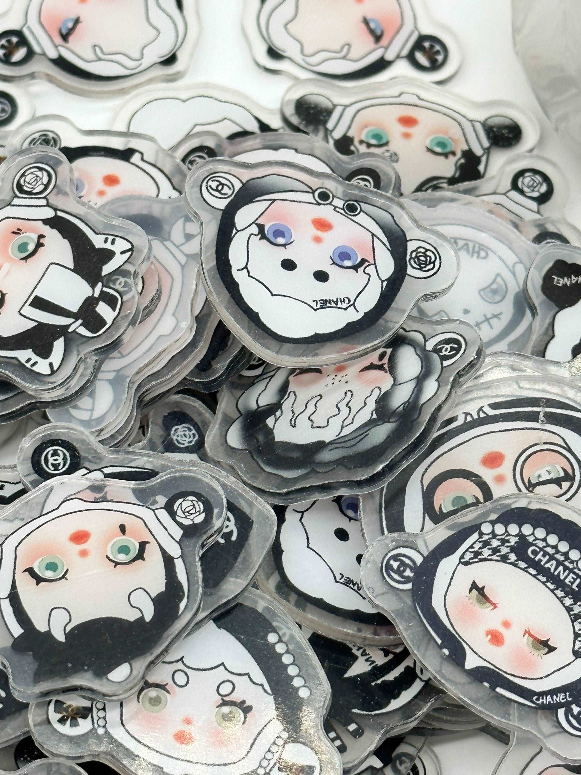 Mystery bag of Acrylic Charms for DIY, Make Keychains, Decorate paperclips, Skullpanda Girl theme Random no pick 10 pieces