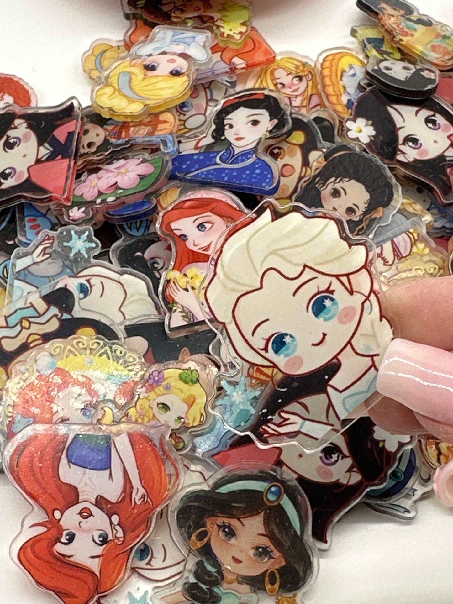 Mystery bag of Acrylic Charms for DIY, Make Keychains, Decorate paperclips,Princess theme Random no pick 10 pieces