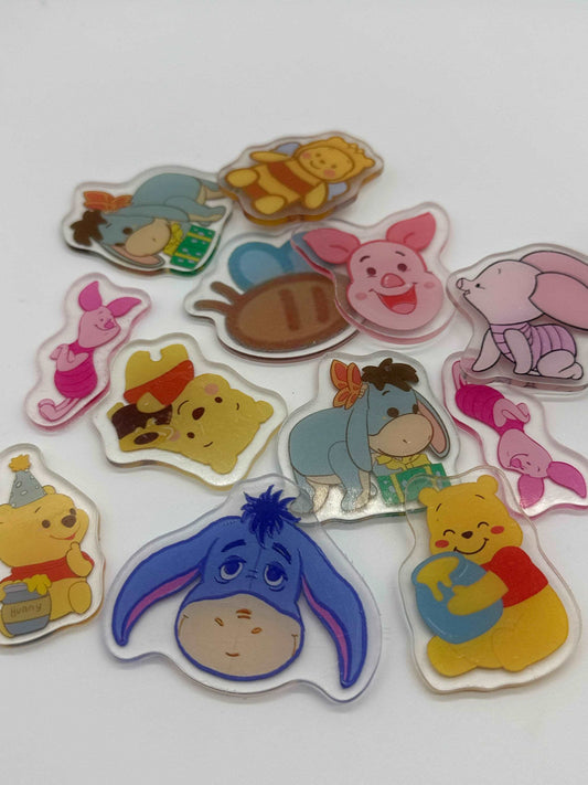 Mystery bag of Acrylic Charms for DIY, Make Keychains, Decorate Paperclips, Honey Bear Theme Random 12 Pieces