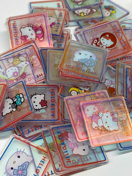 Mystery bag of Acrylic Charms for DIY, Make Keychains, Decorate Paperclips, Kawaii Kitty Theme Random 10 Pieces