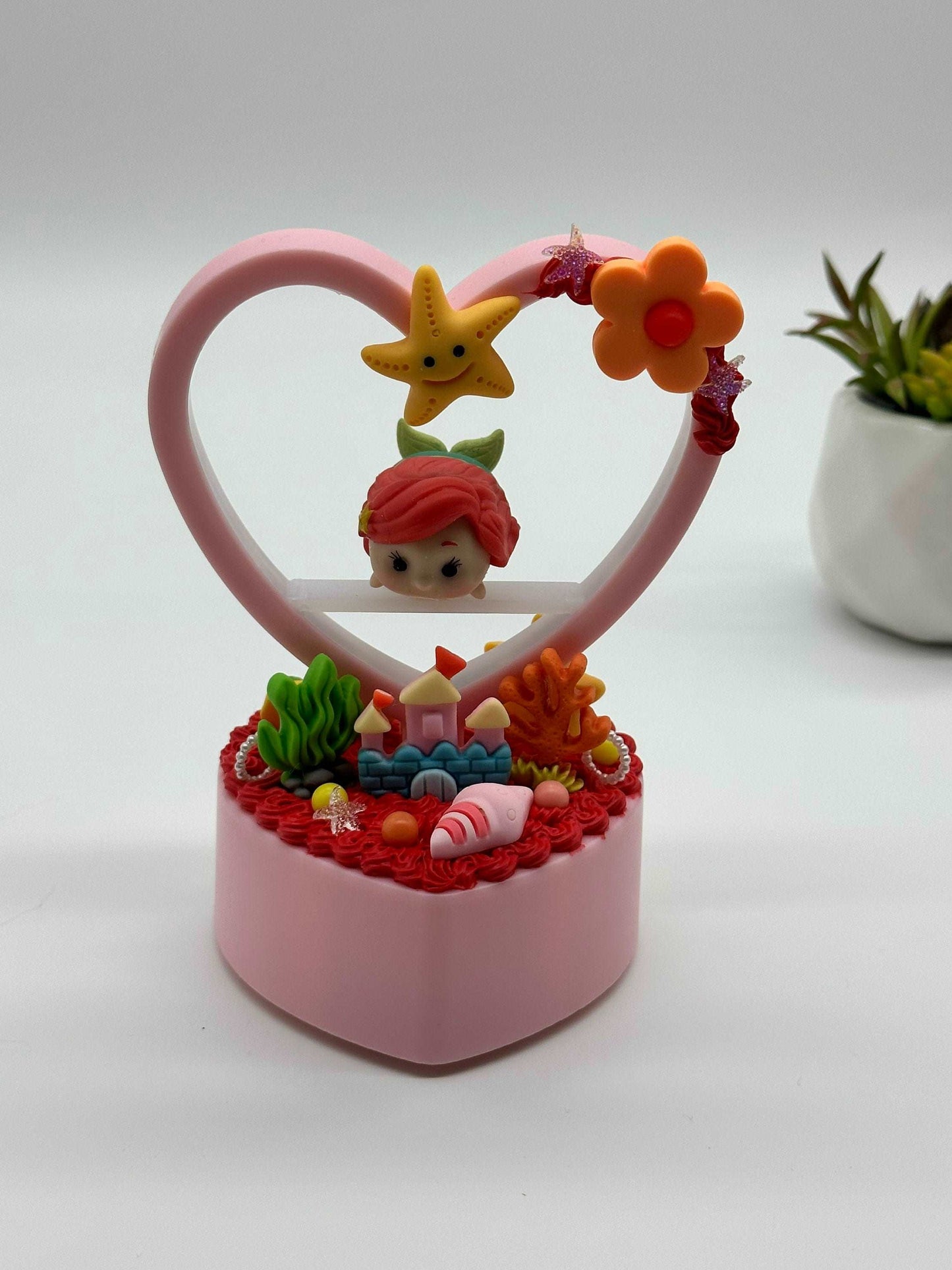 Little Accent Table Night Light, Lamp, Mermaid or Love Mouse Theme, Theme Park Engagement, Heart Shape Lamp Personalize option