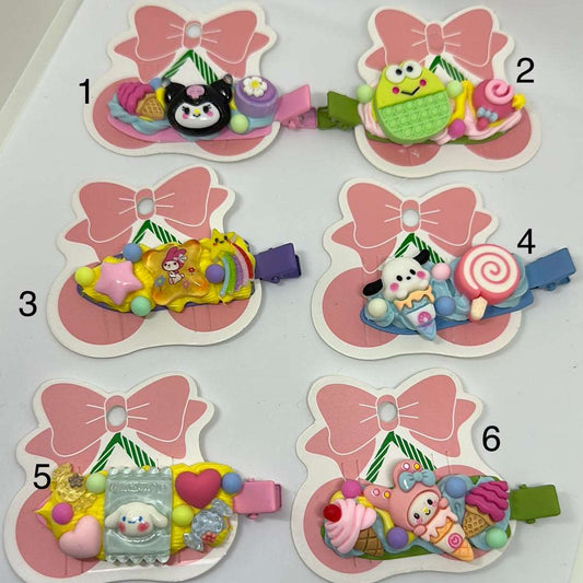 Hair clips, Kawaii style, cream glue, accessories, one-of-a-kind