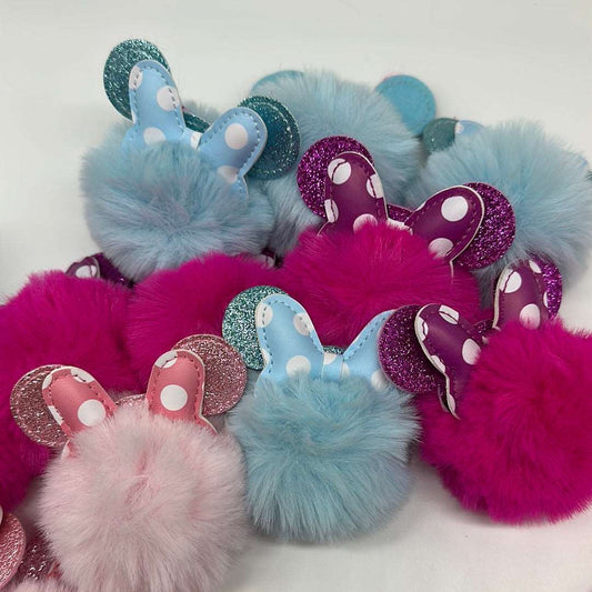 Mouse ears fluffy pom poms