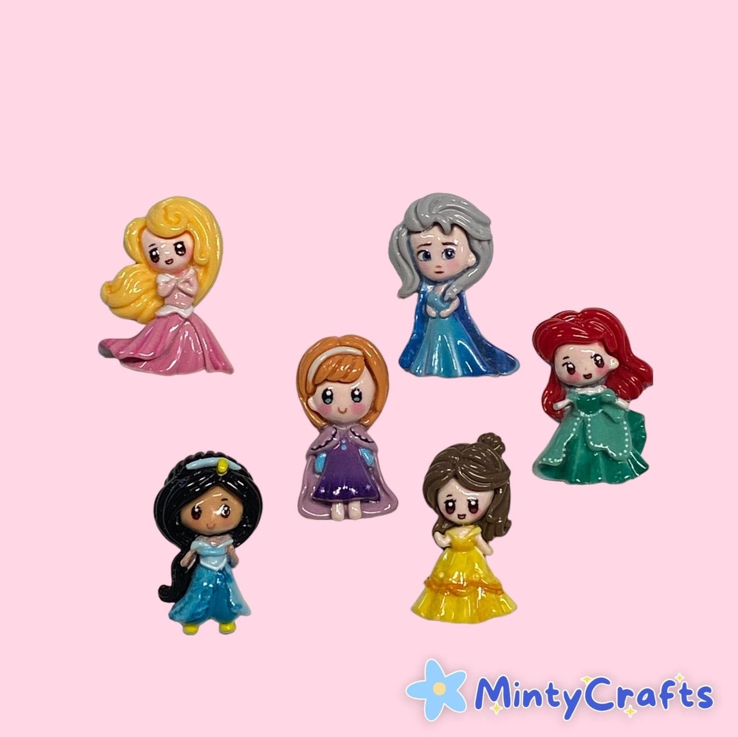 Little Girl Princess Charms Mix - Set of 6 Colorful, Fun Resin Charms - Envoga HandbagsFlatback Charms