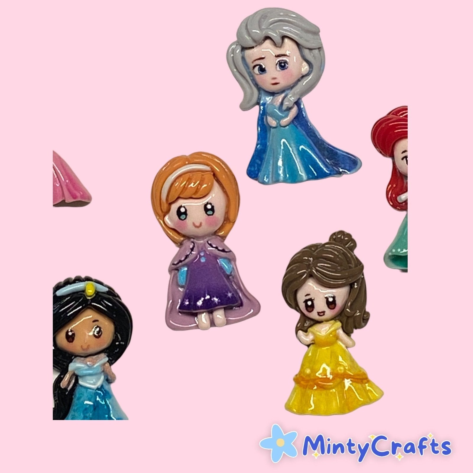 Little Girl Princess Charms Mix - Set of 6 Colorful, Fun Resin Charms - Envoga HandbagsFlatback Charms