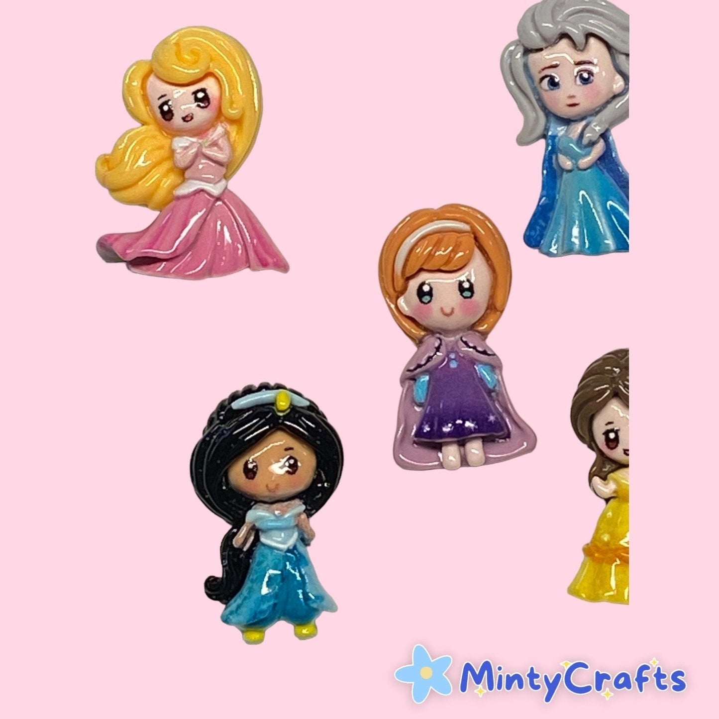 Little Girl Princess Charms Mix - Set of 6 Colorful, Fun Resin Charms - Envoga HandbagsFlatback Charms